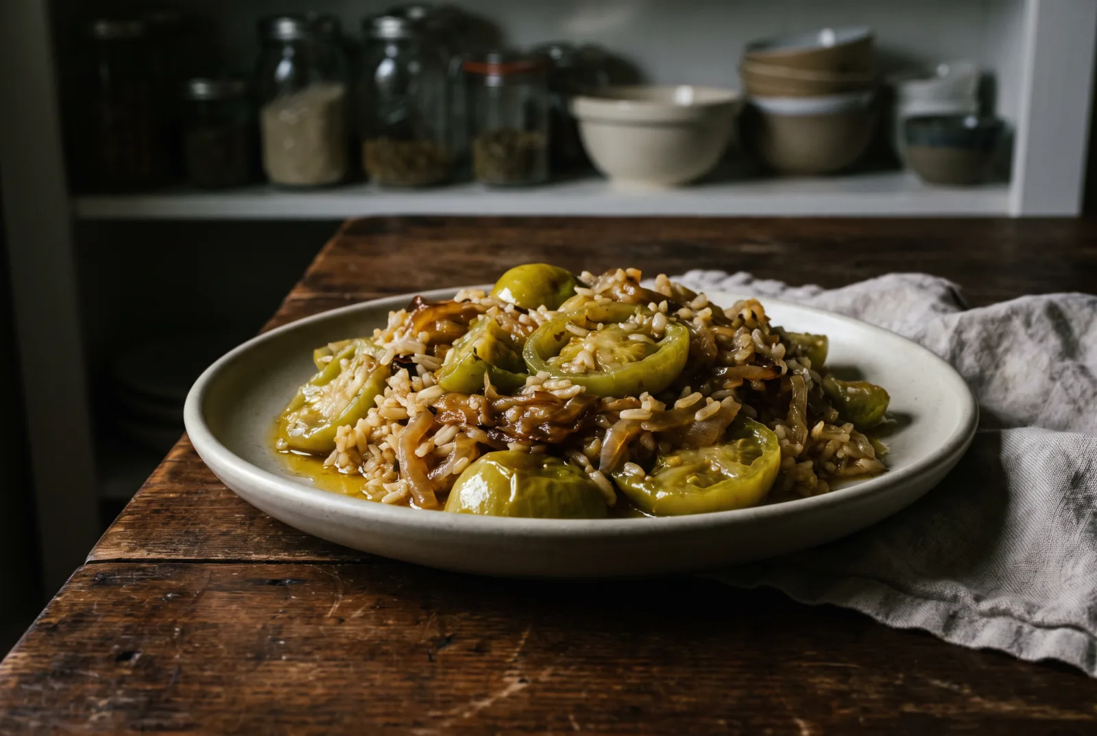 Aegean-Style Green Tomatoes Braised in Olive Oil | Served Chilled