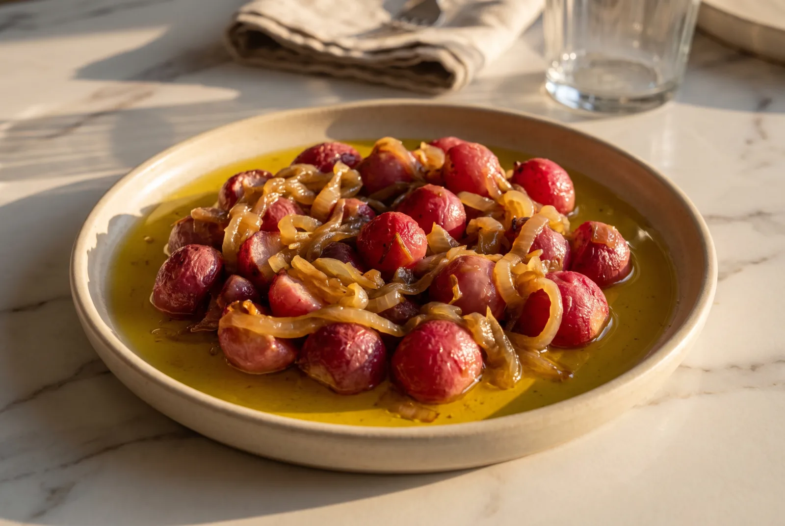 Olive Oil Red Radish | Spring Vegetable Dish with Greens