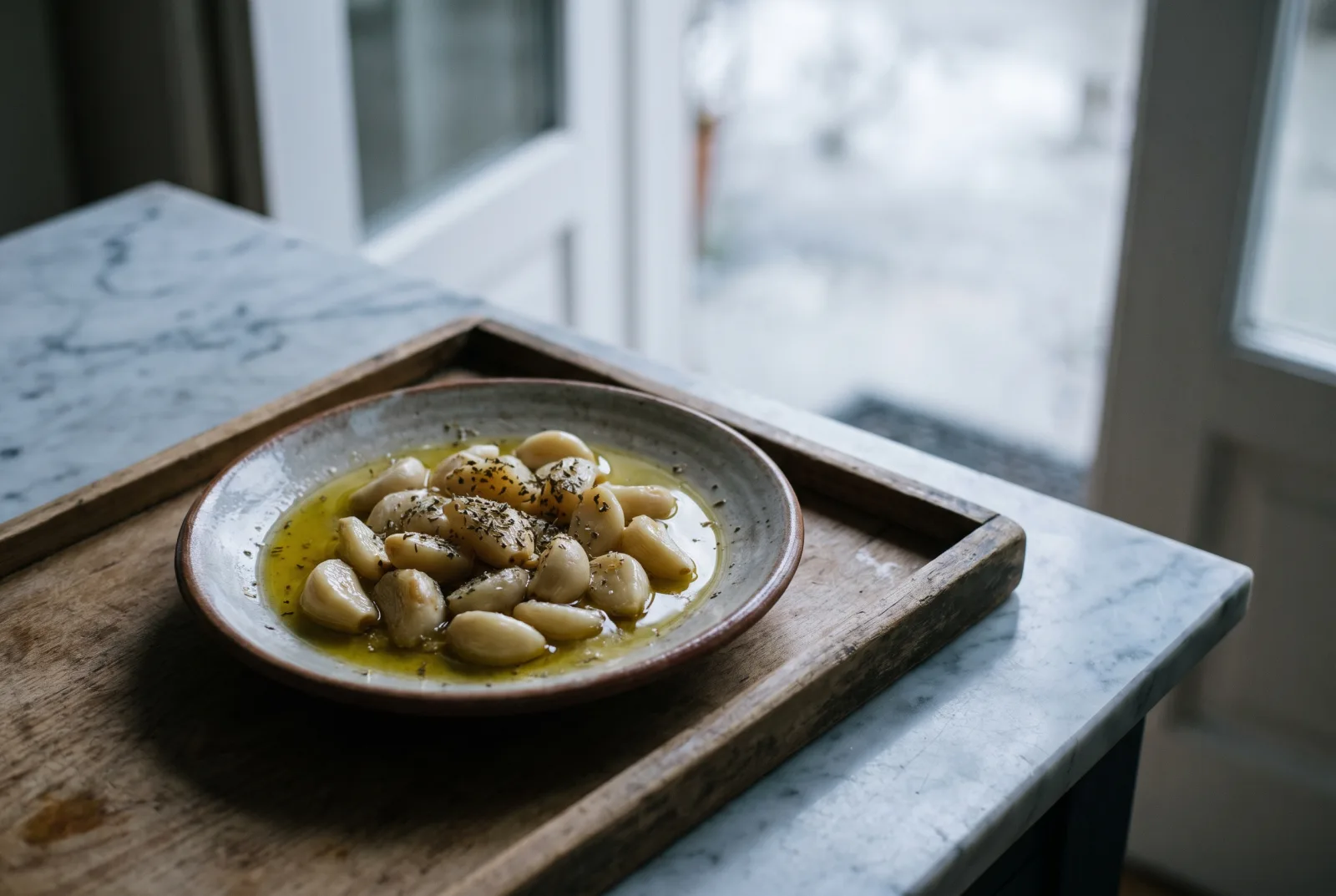 Olive Oil-Braised Garlic | Aegean-Style Preserve