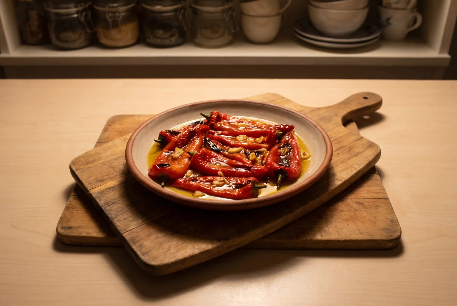 Olive Oil-Marinated Red Peppers | Garlicky Cold Meze