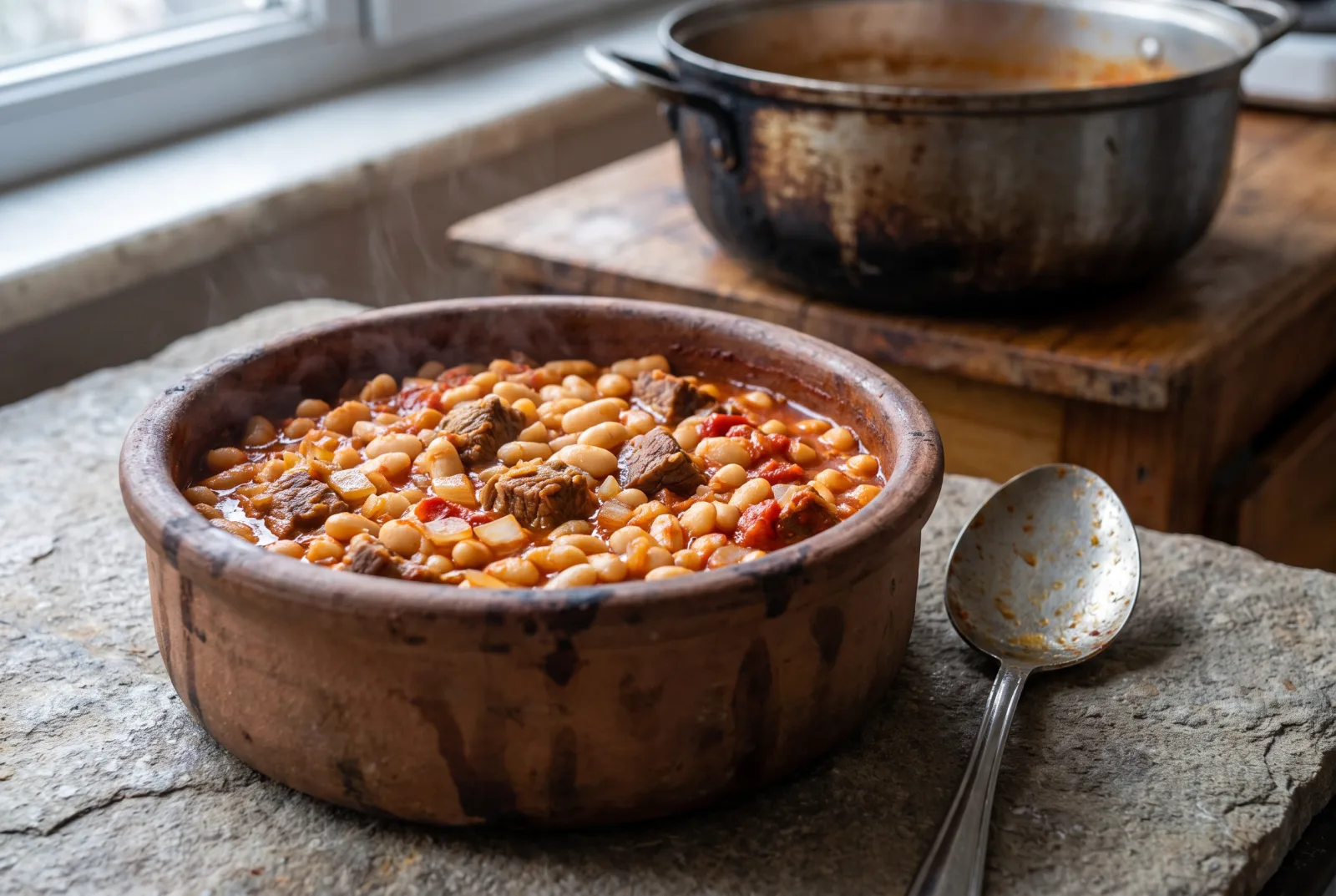 Oven-Baked Dried Bean Stew with Beef | Turkish Güveç