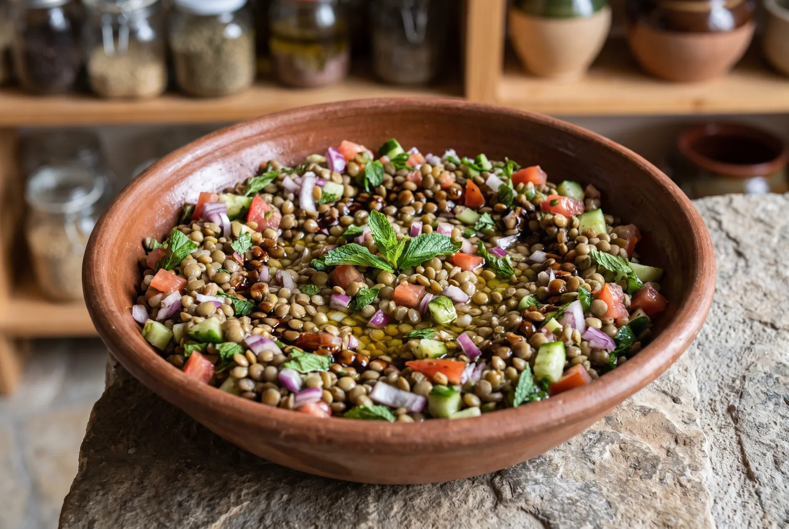 Green Lentil Salad | Refreshing Olive Oil Meze