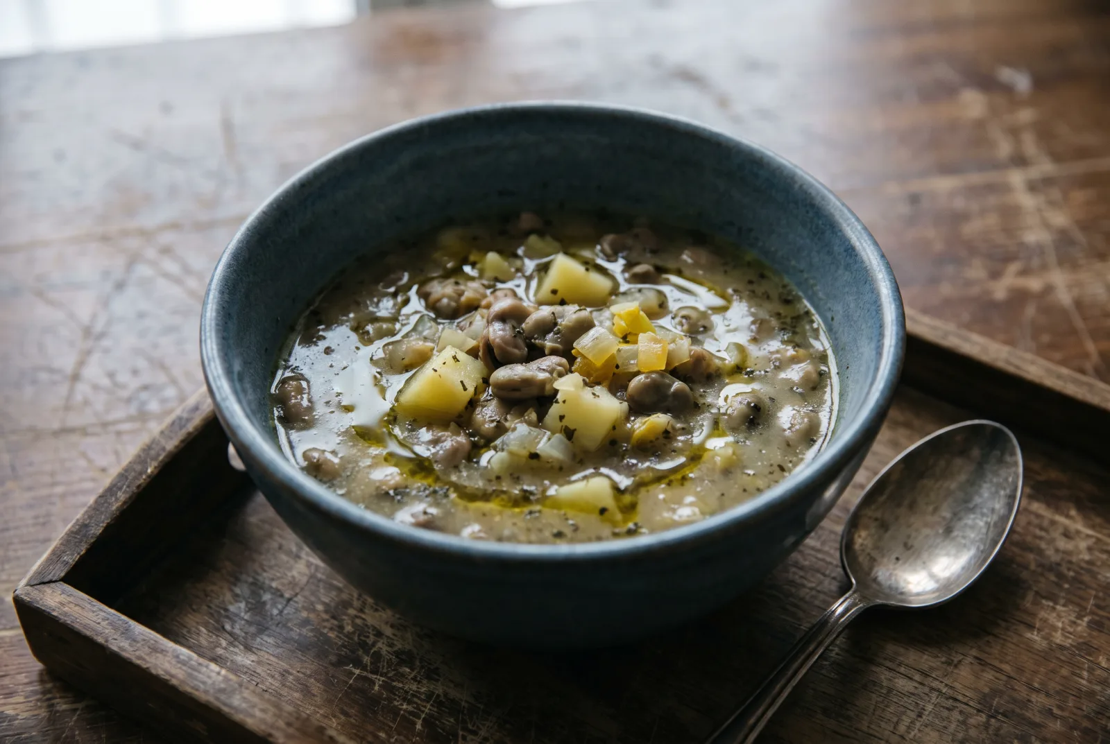 Dried Fava Bean Soup | Mint and Olive Oil