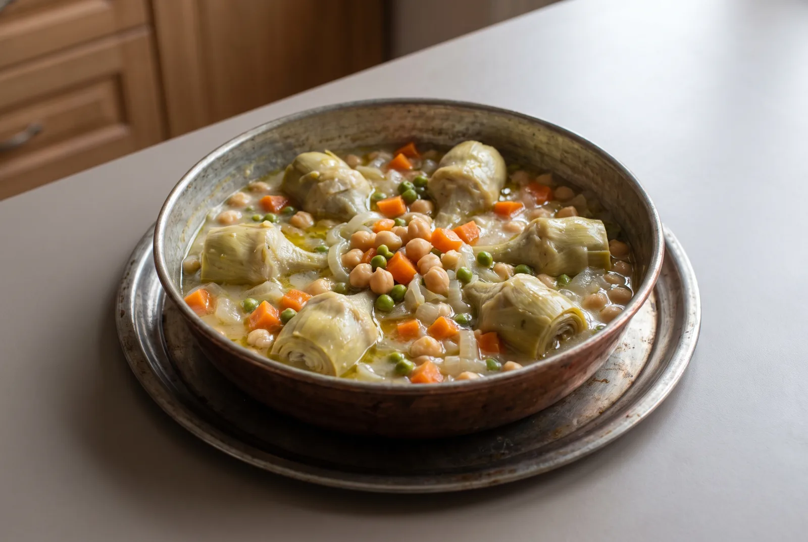 Artichoke and Chickpea Stew with Olive Oil | A Spring Recipe