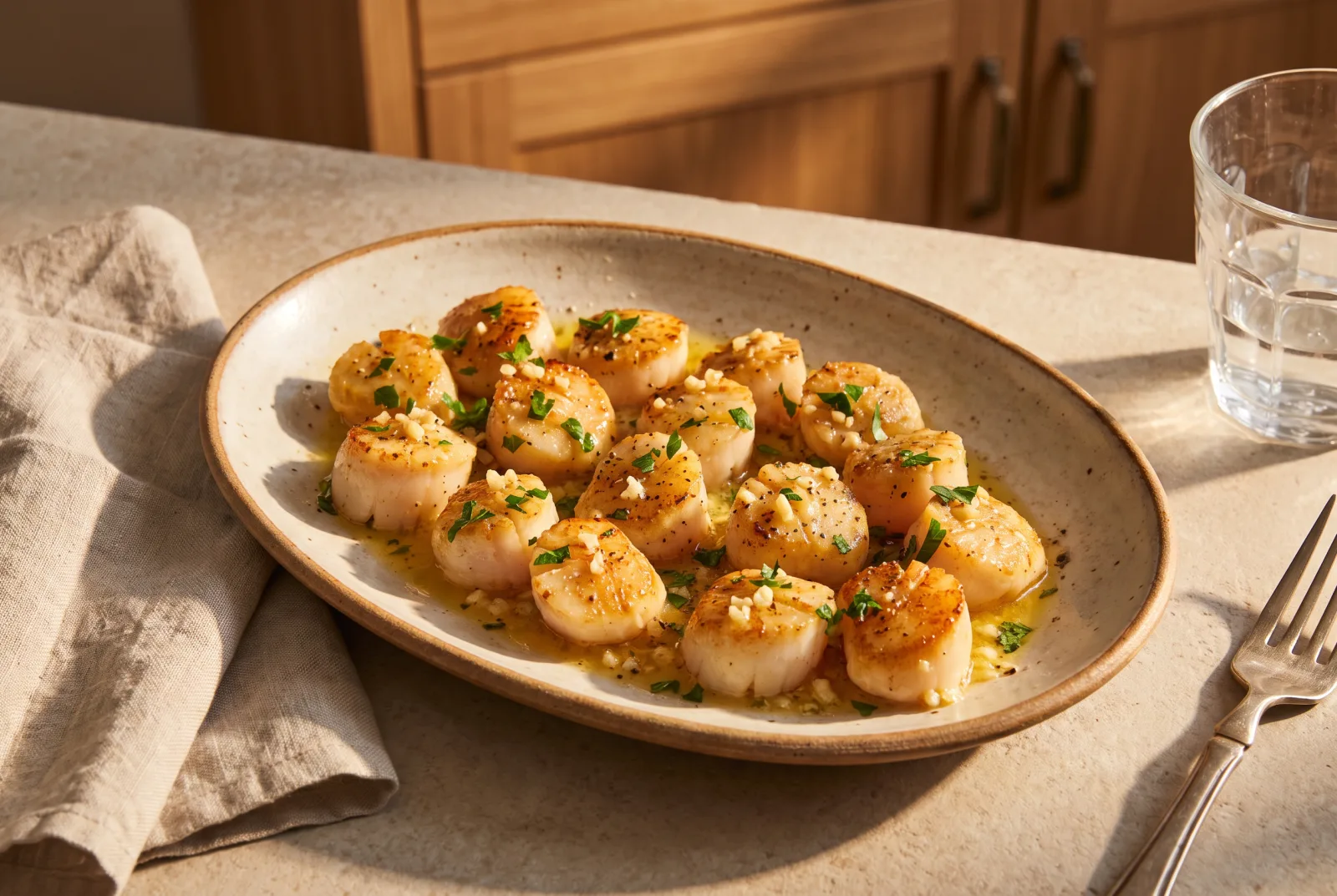 Sautéed Sea Scallops with Garlic and White Pepper