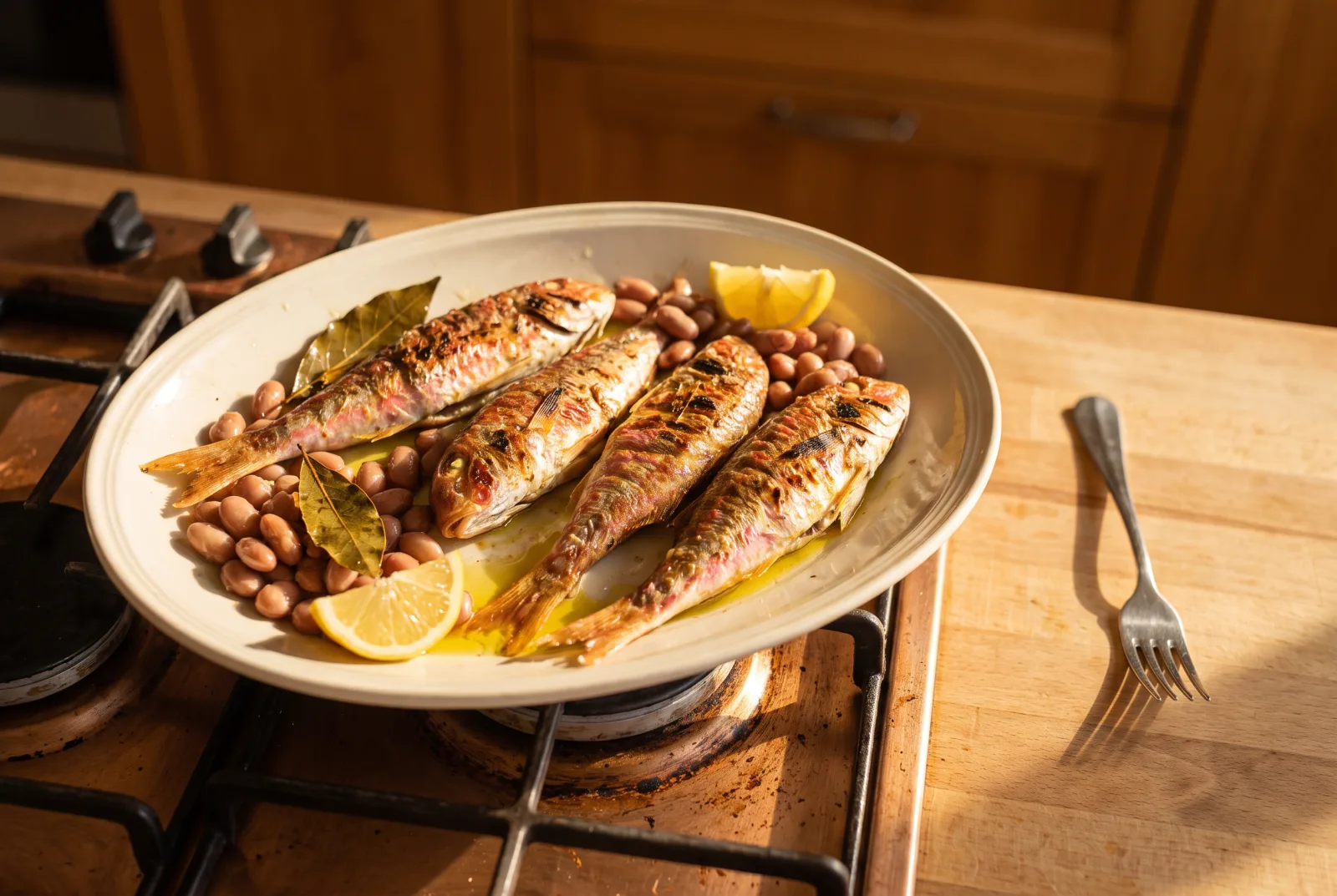 Grilled Red Mullet — Whole and Charred