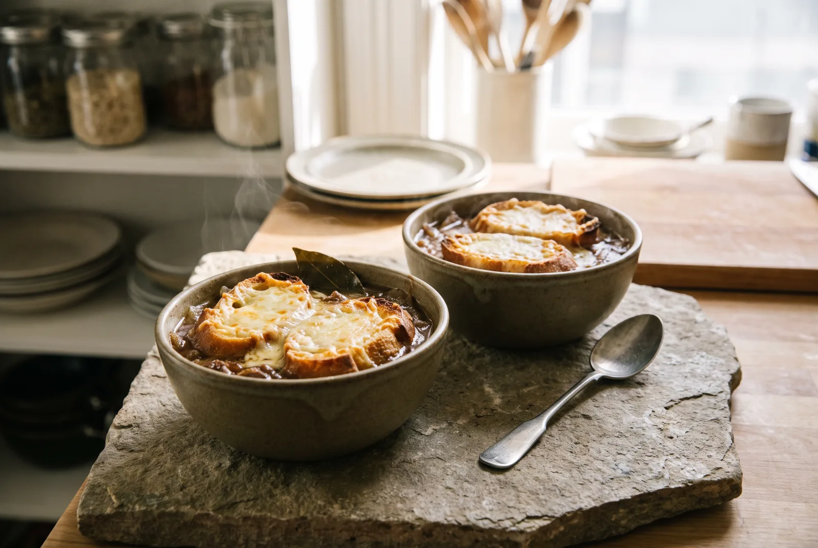 French Onion Soup | Baked with Cheese and Baguette