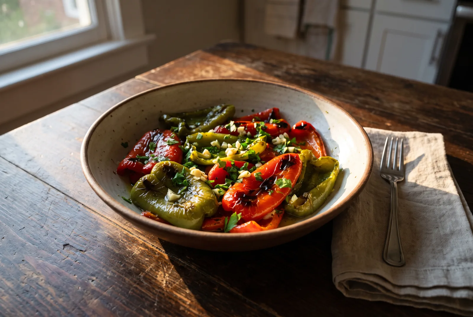 Roasted Pepper Salad | Garlic and Olive Oil Meze
