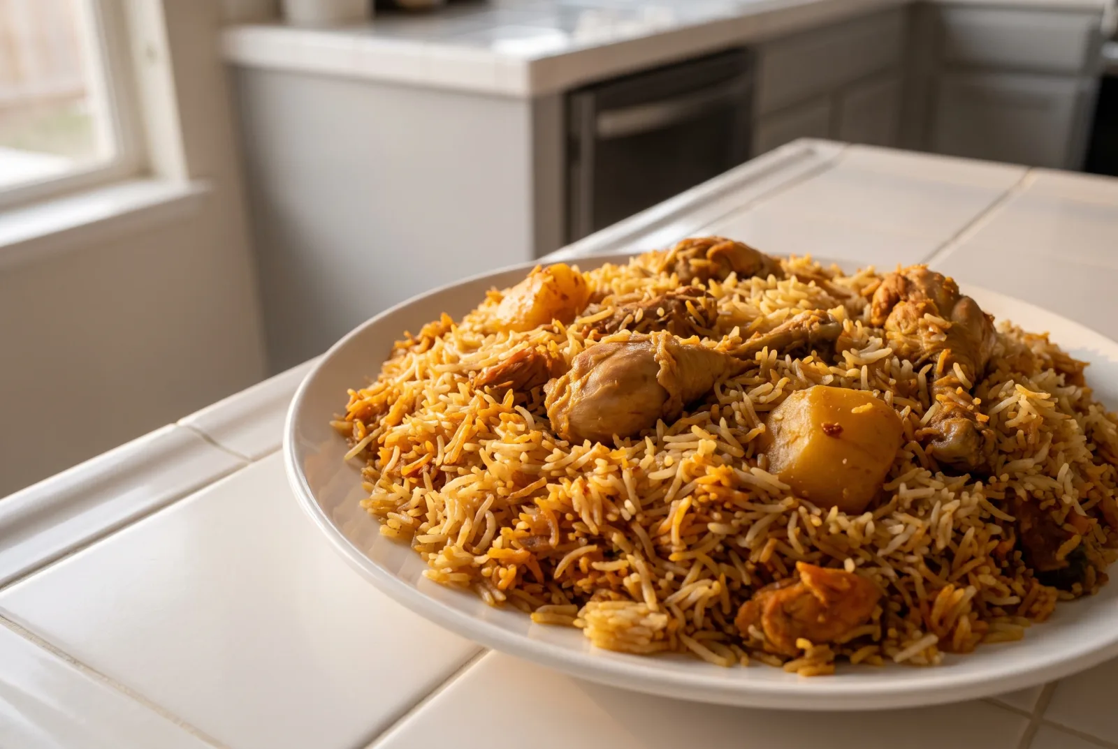 Sindhi Biryani | Pakistani Spiced Chicken and Potato Rice