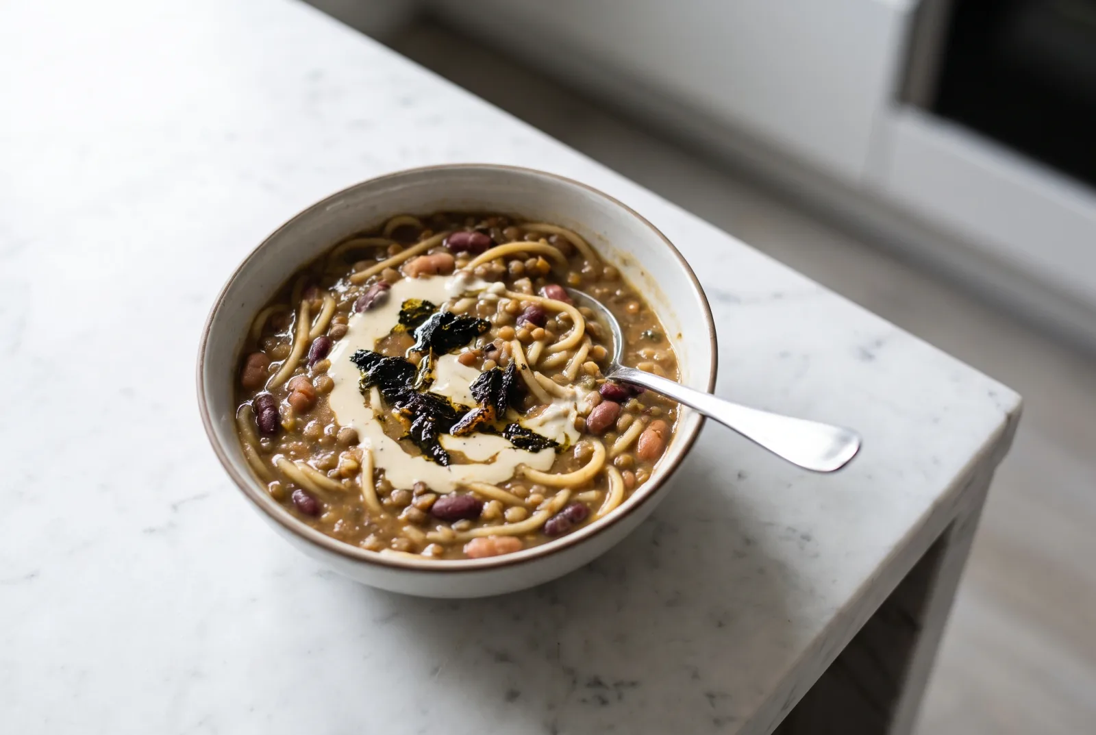 Ash Reshteh — Iranian noodle and legume soup.