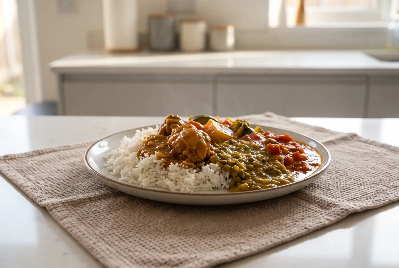 Nasi Kandar | Malaysian Rice with Chicken Curry and Sauces