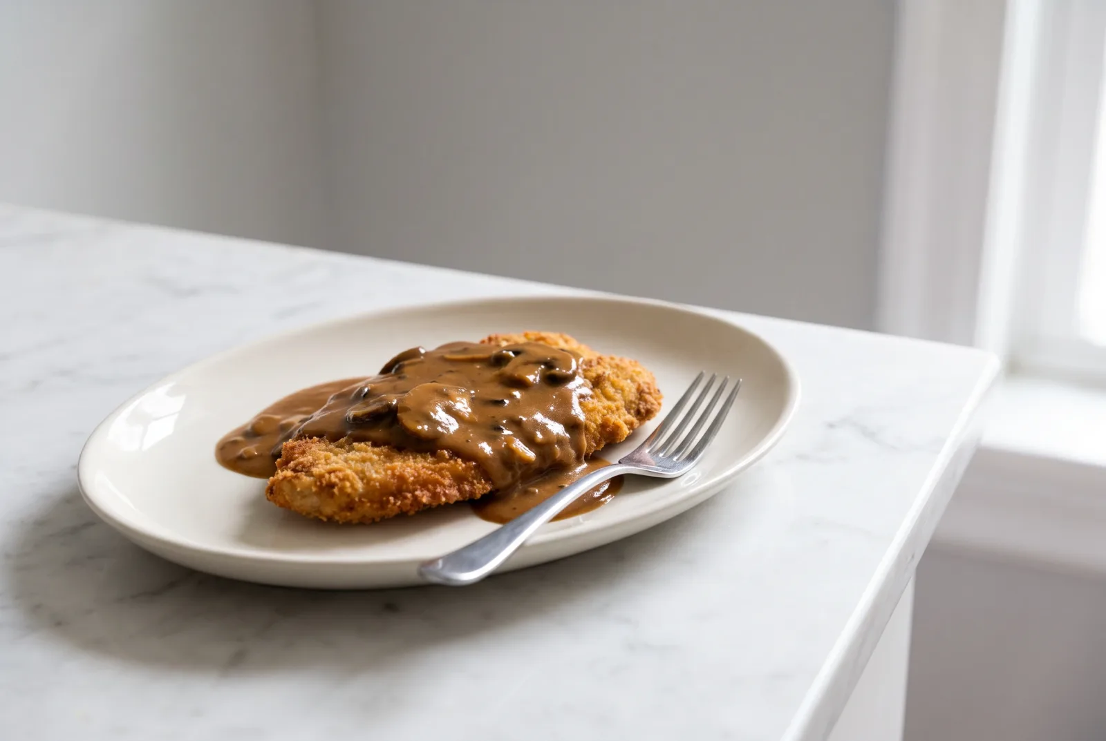 Jägerschnitzel (German Hunter-Style Beef Schnitzel) with Mushroom Cream Sauce