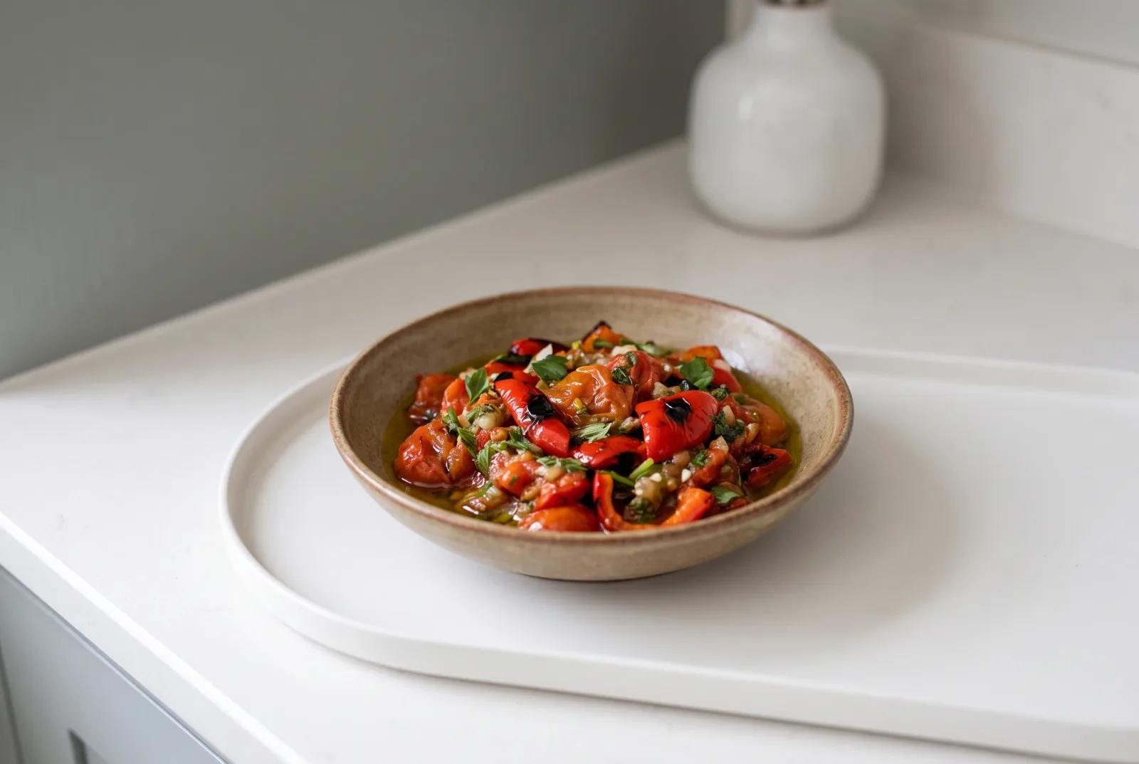 Mechouia Salad | Tunisian Charred Pepper and Tomato Salad