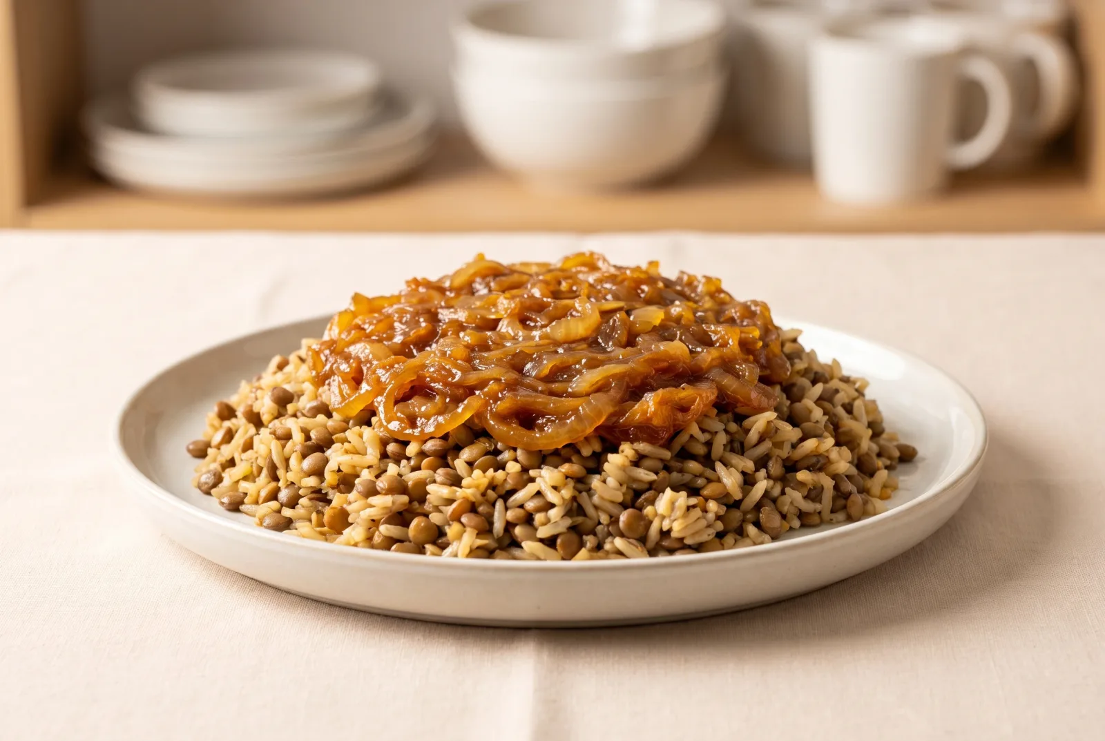 Mujaddara | Lebanese Lentil and Rice Pilaf with Caramelized Onions