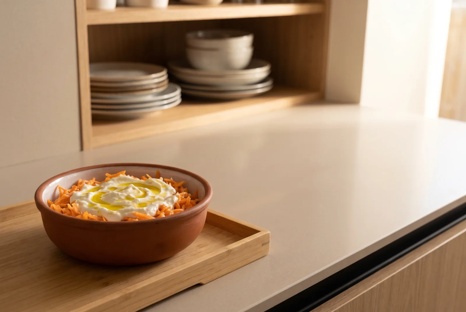 Yogurt Carrot Salad | Garlic Yogurt with Grated Carrots