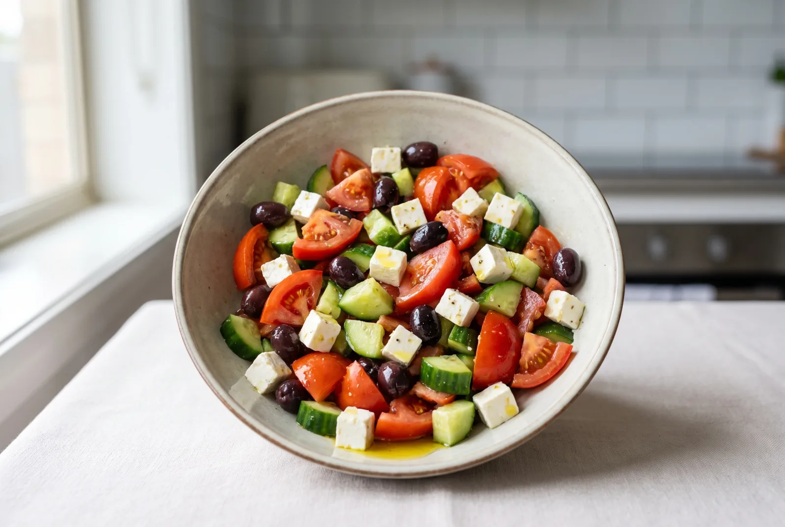 Mediterranean Salad | Olives and White Cheese