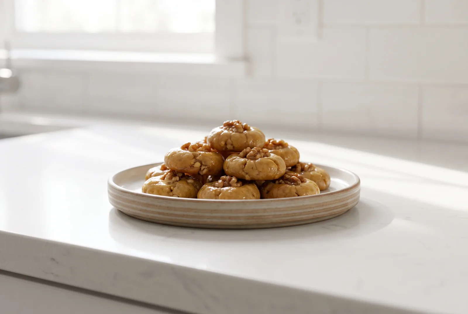 Honey Walnut Cookies | Walnut Cookies with Honey Syrup
