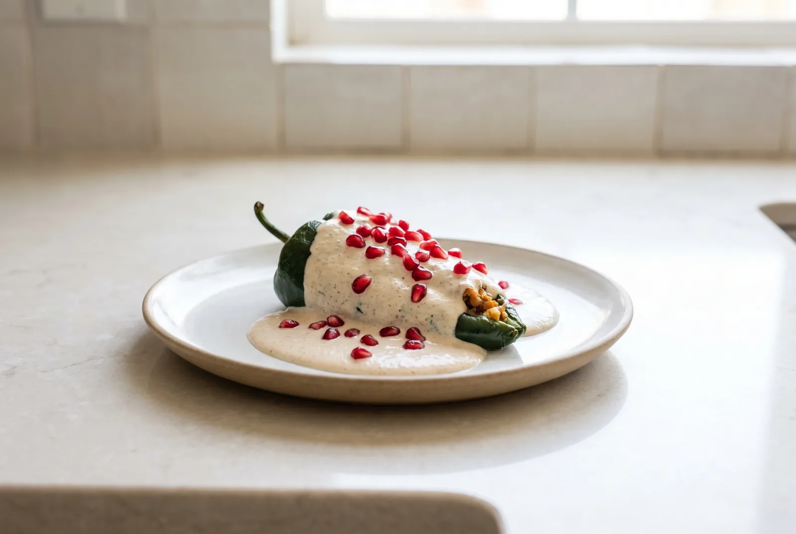 Chiles en Nogada | Mexican Stuffed Poblano Peppers with Walnut Sauce