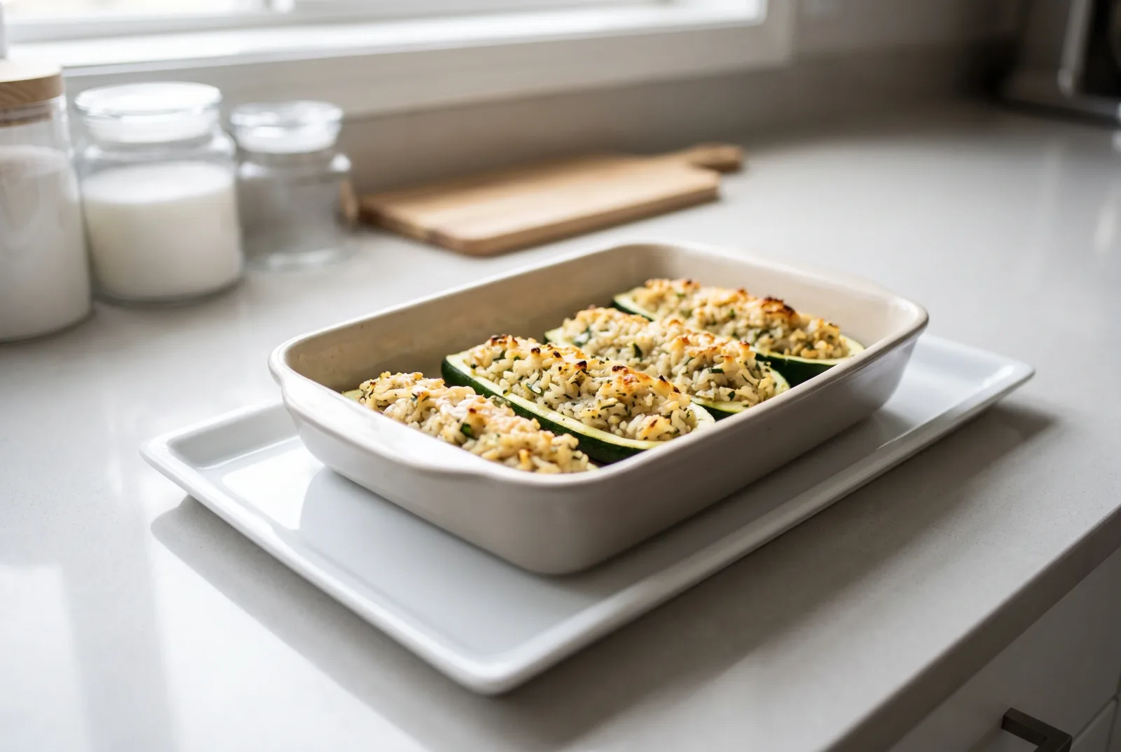 Oven-Baked Stuffed Zucchini with Rice