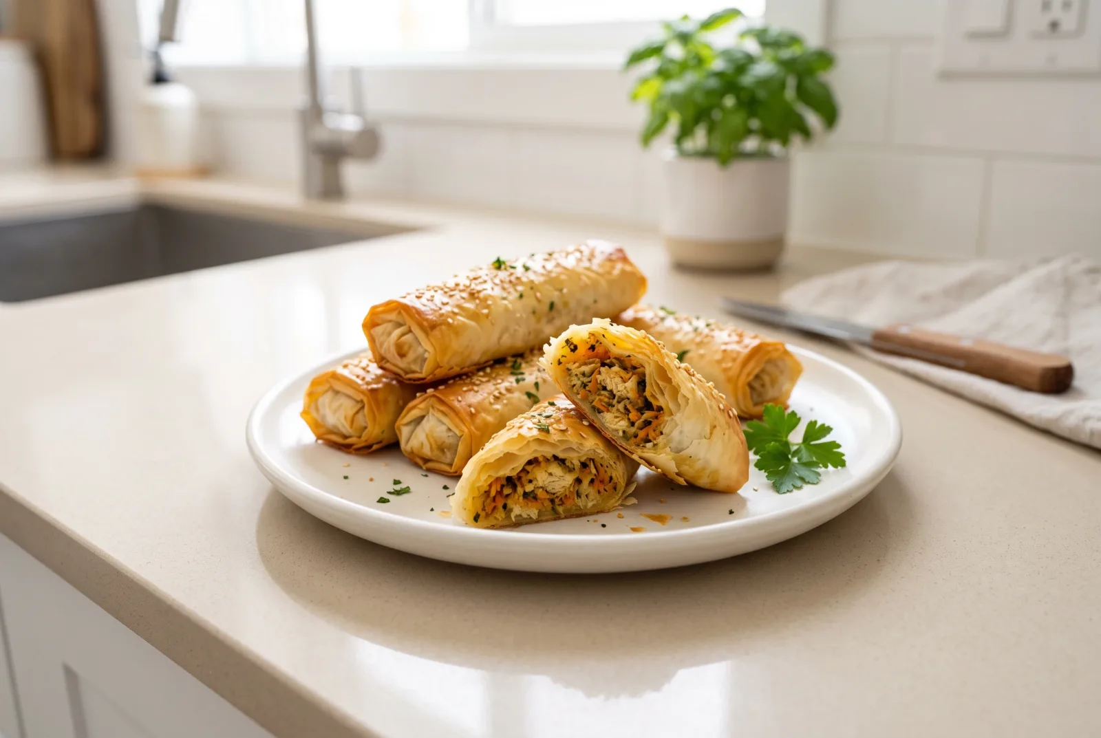 Air Fryer Chicken Pastry Rolls | Chicken and Carrot Stuffed Phyllo Rolls