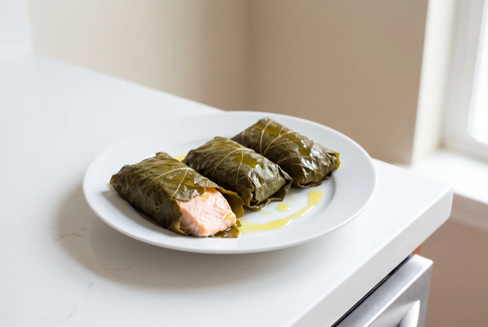 Salmon Wrapped in Grape Leaves | Light Olive Oil Recipe