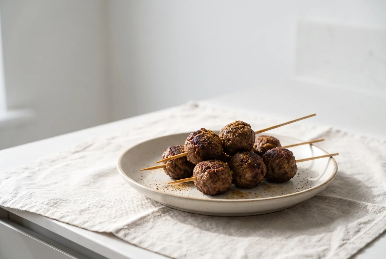 Spiced Mini Meatball Skewers | Cumin-Flavored and Pan-Fried