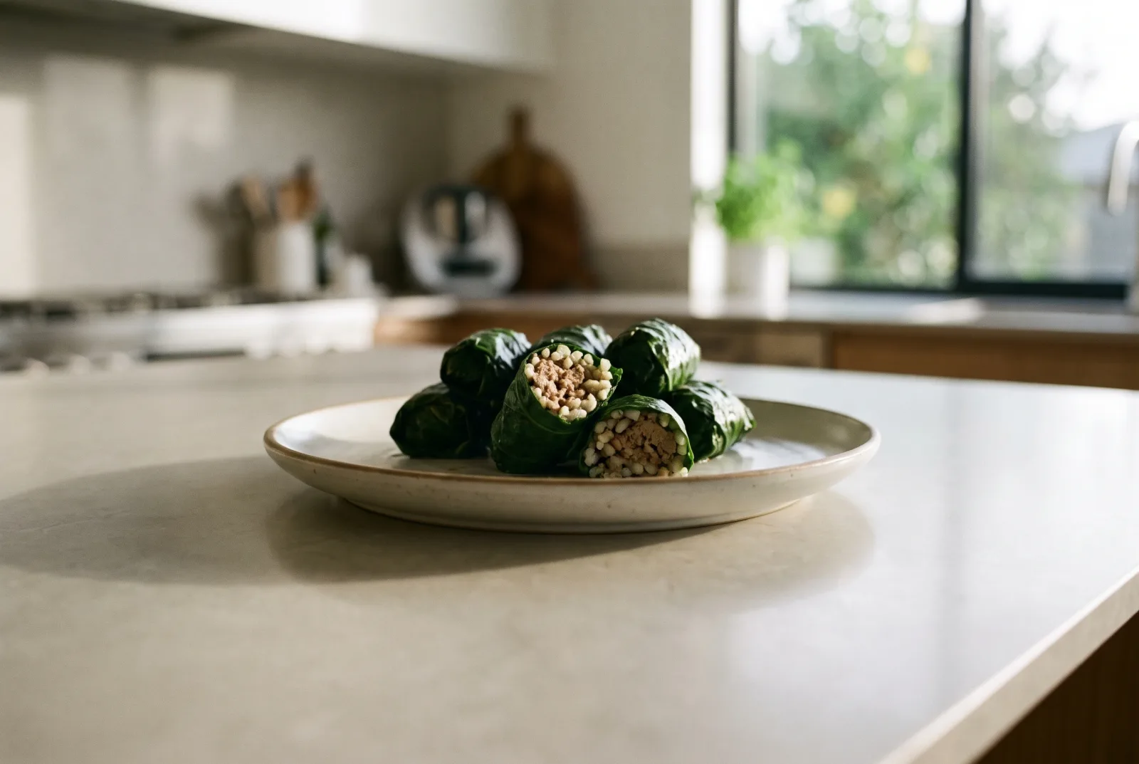 Ground Beef-Stuffed Spinach Rolls | Stuffed Fresh Spinach Leaves