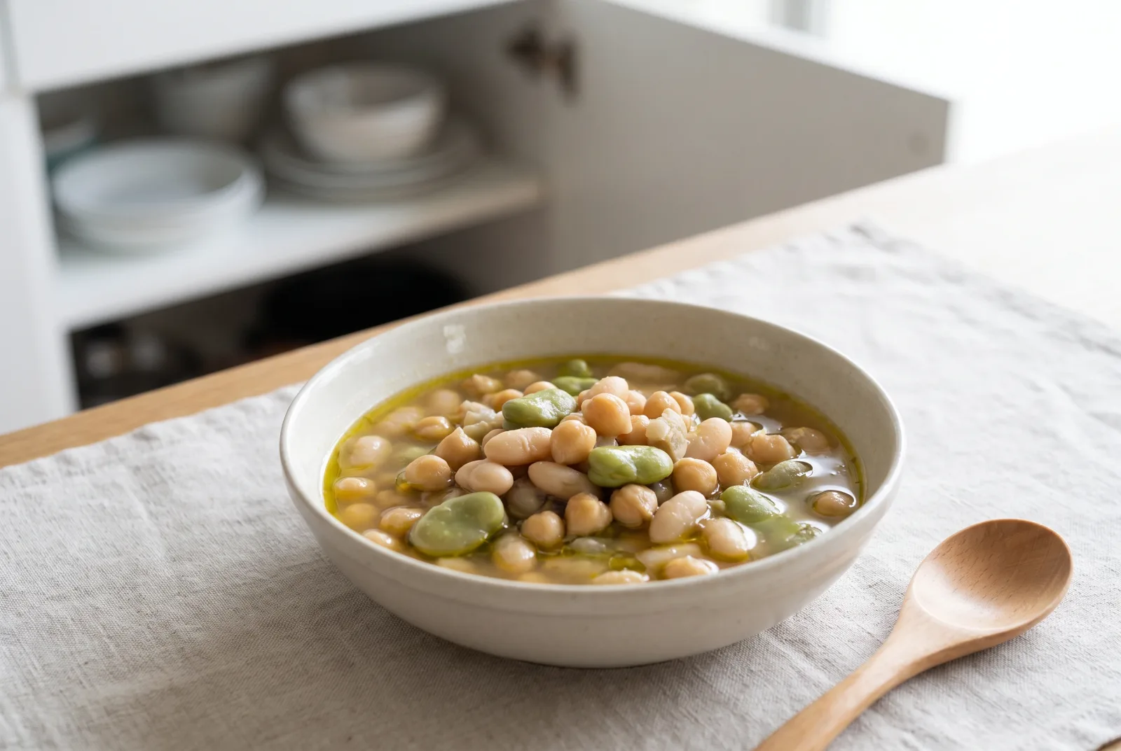 Karışık Bakliyat Güveci — Home-style pressure-cooker mixed pulse stew with olive oil