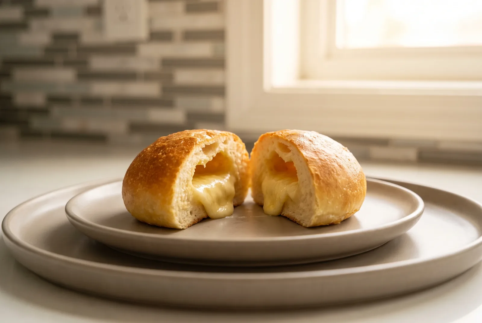 Kashar Cheese Buns | Round Yeast Rolls with Cheese Filling