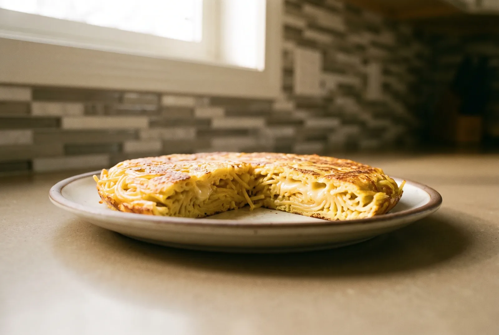 Egg and Pasta Skillet Cake | Pan-Fried Leftover Pasta