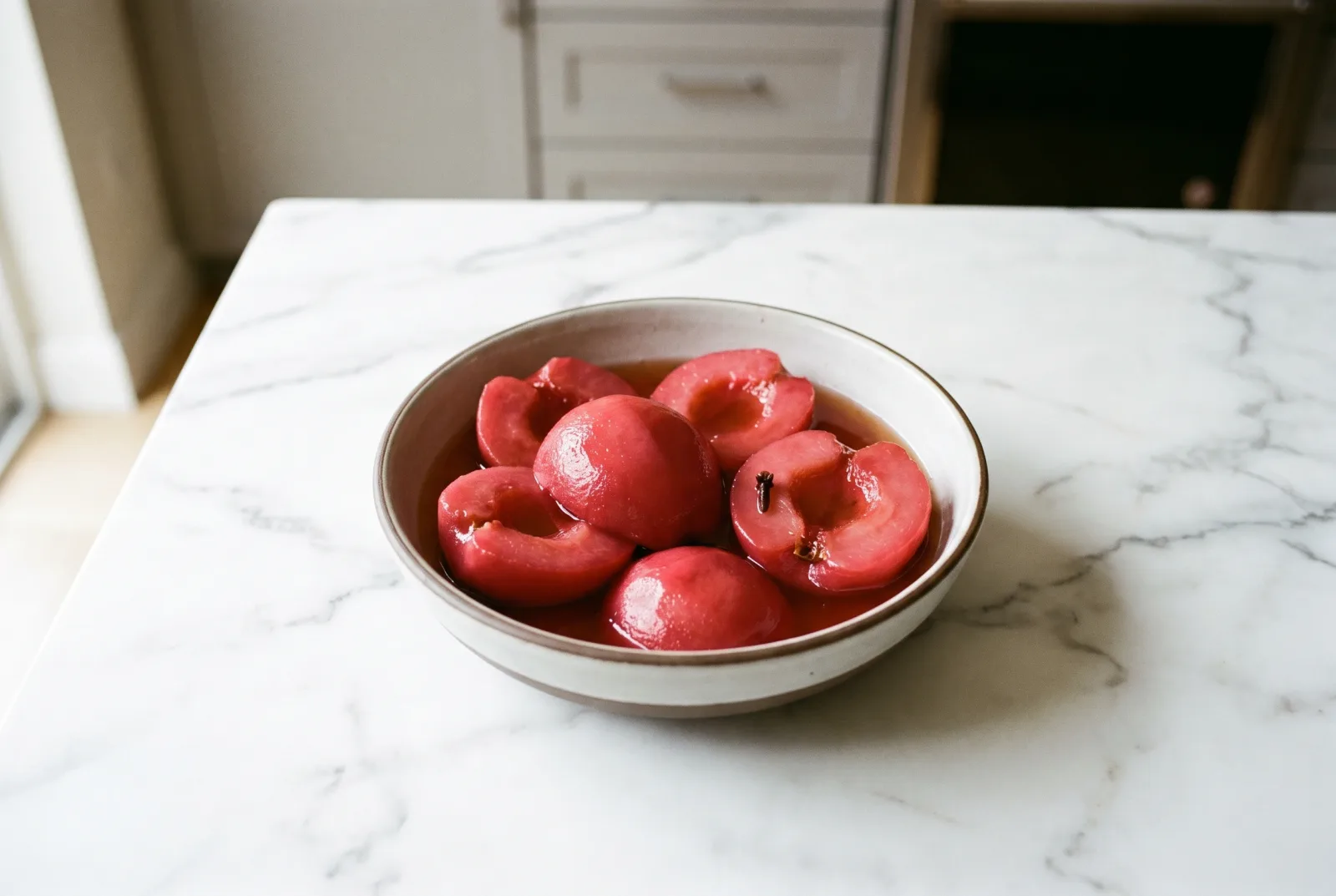 Honey-Syrup Quince Compote with Cloves and Cinnamon