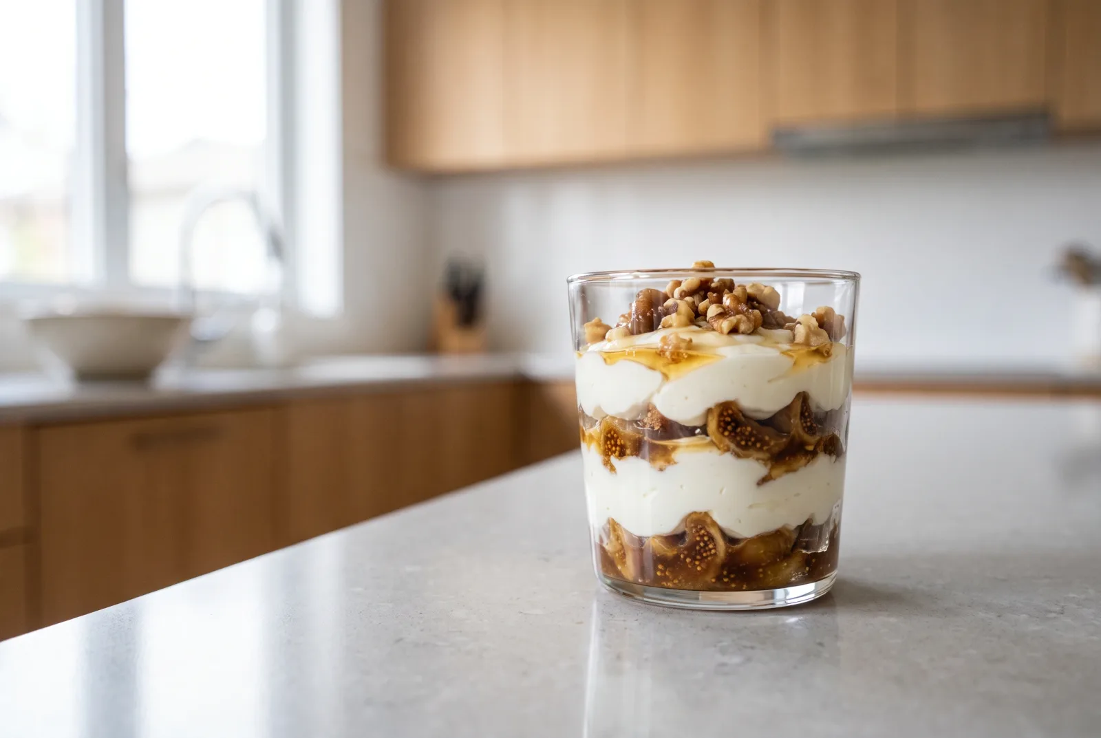 Fig Yogurt Dessert — Chilled with Walnuts and Honey Syrup