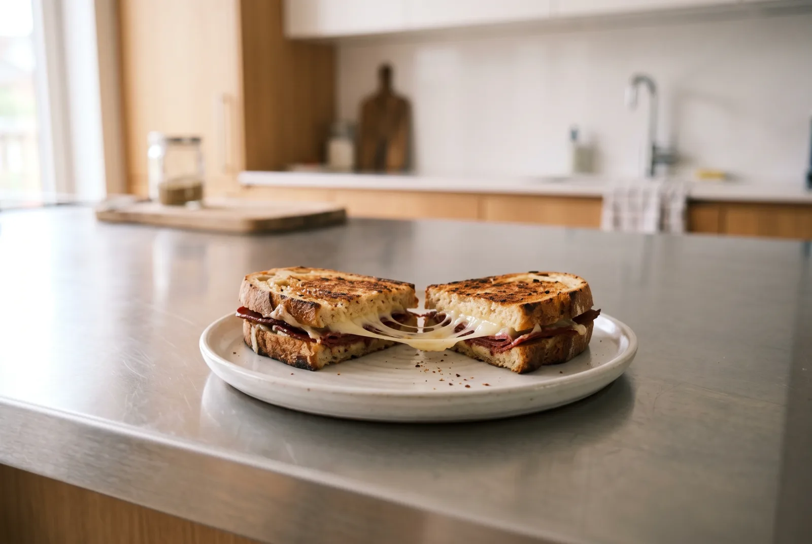 Grilled Pastirma and Kashar Sandwich | Turkish Loaf Sandwich