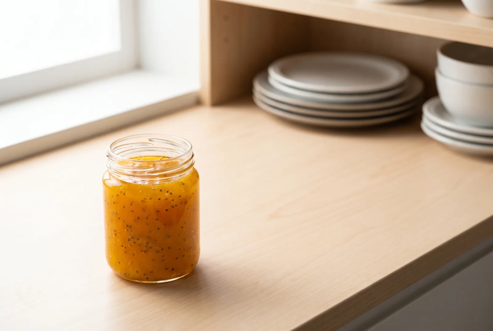Mango chia seed jam — Made with smooth mango purée