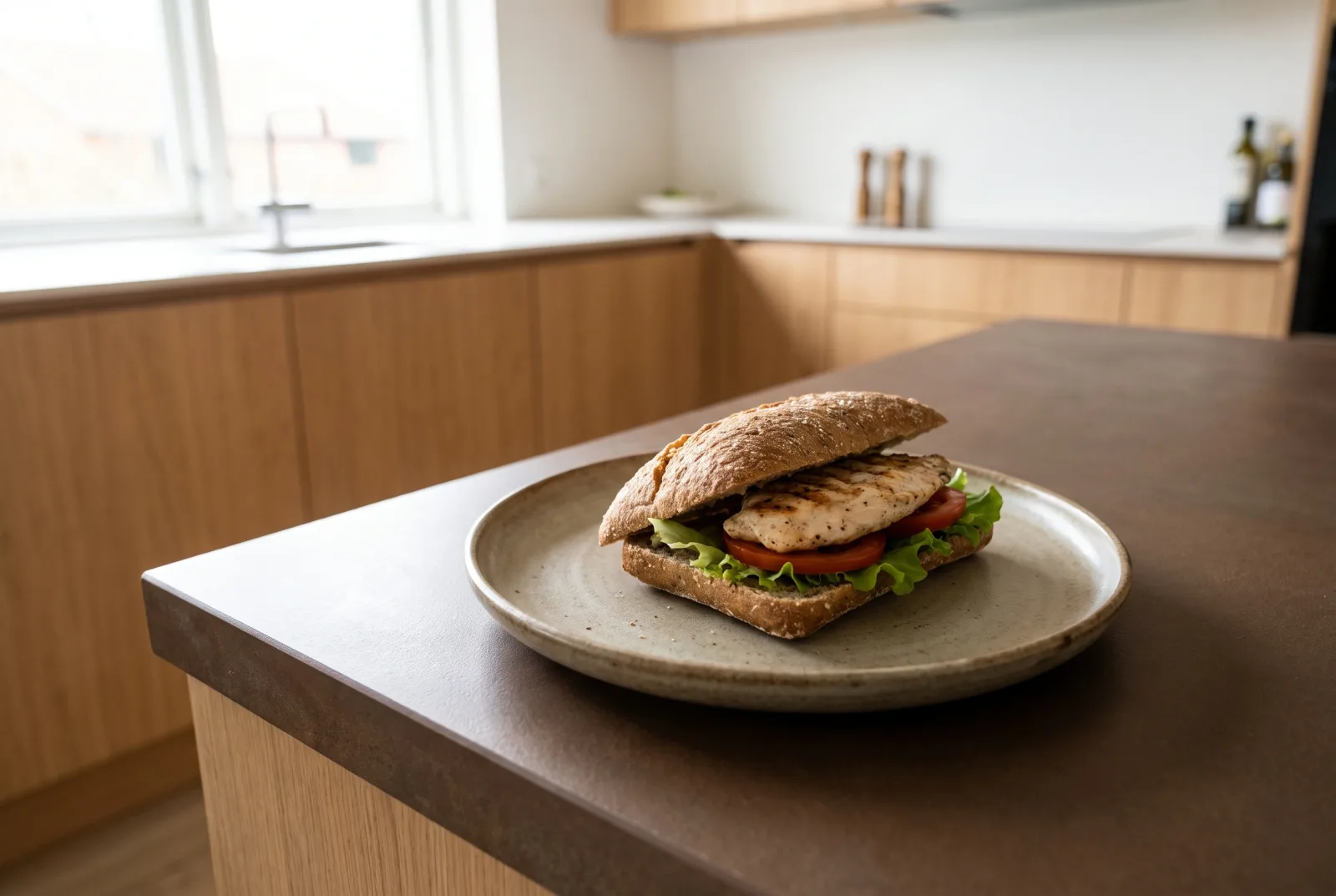 Grilled Marinated Chicken Sandwich on Whole-Grain Bread