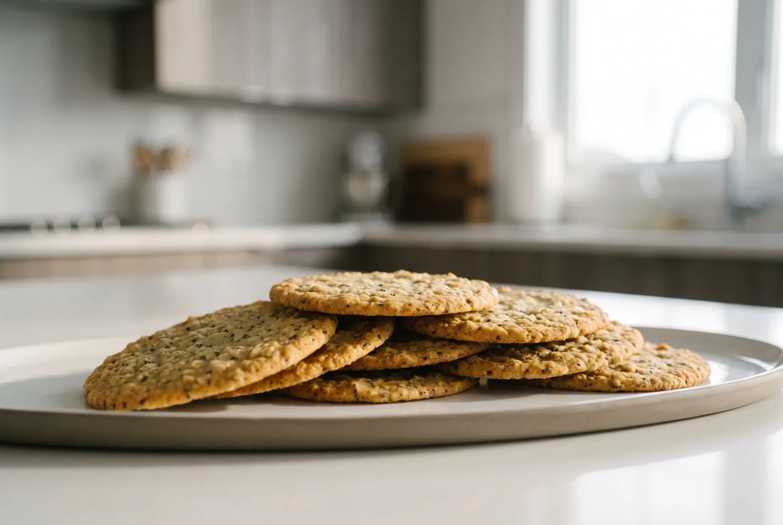 Oat and Chia Cookies | Thin, Crisp Cookies Bound with Golden Syrup