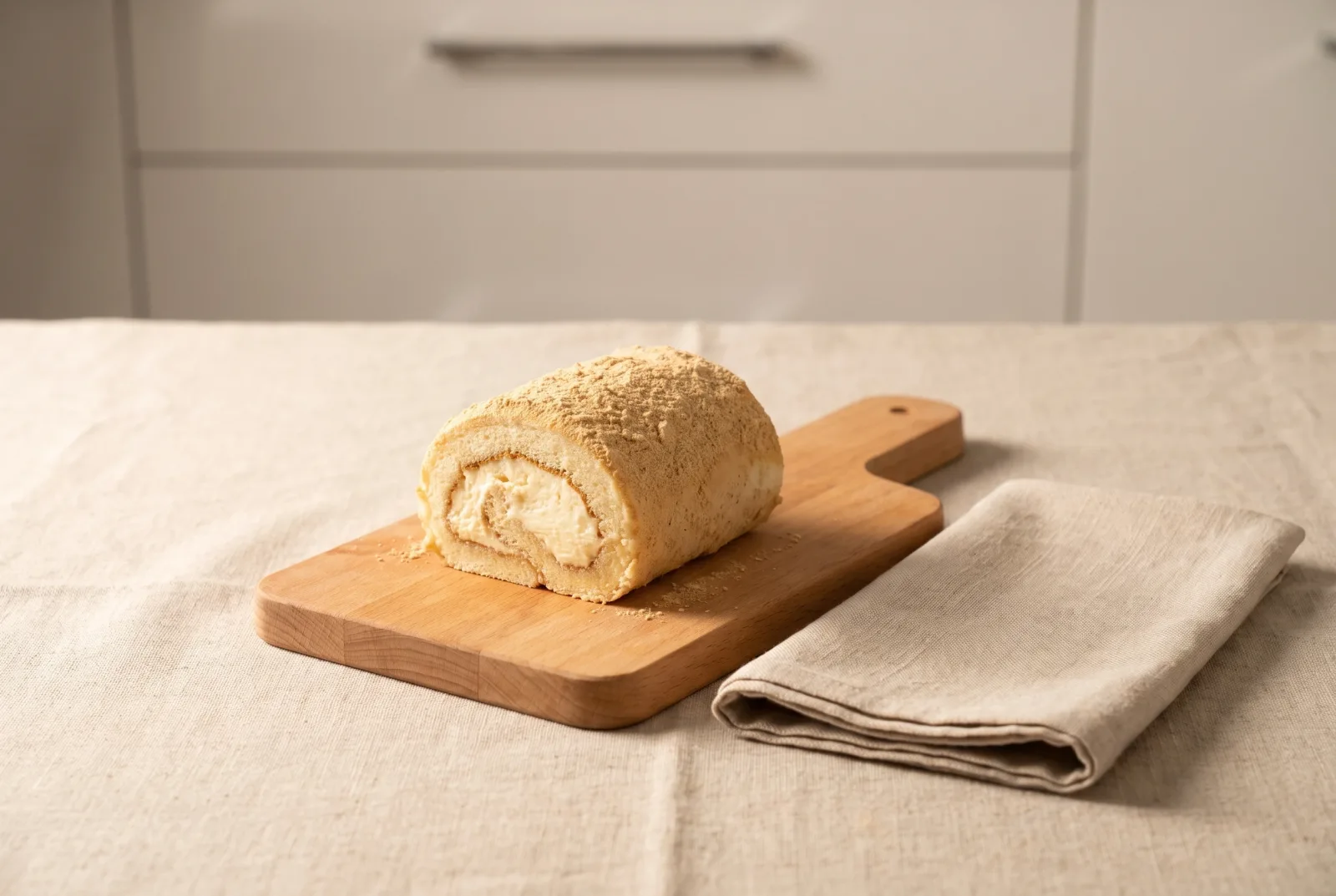 Injeolmi Roll Cake | Korean Cake Roll with Roasted Soybean Powder