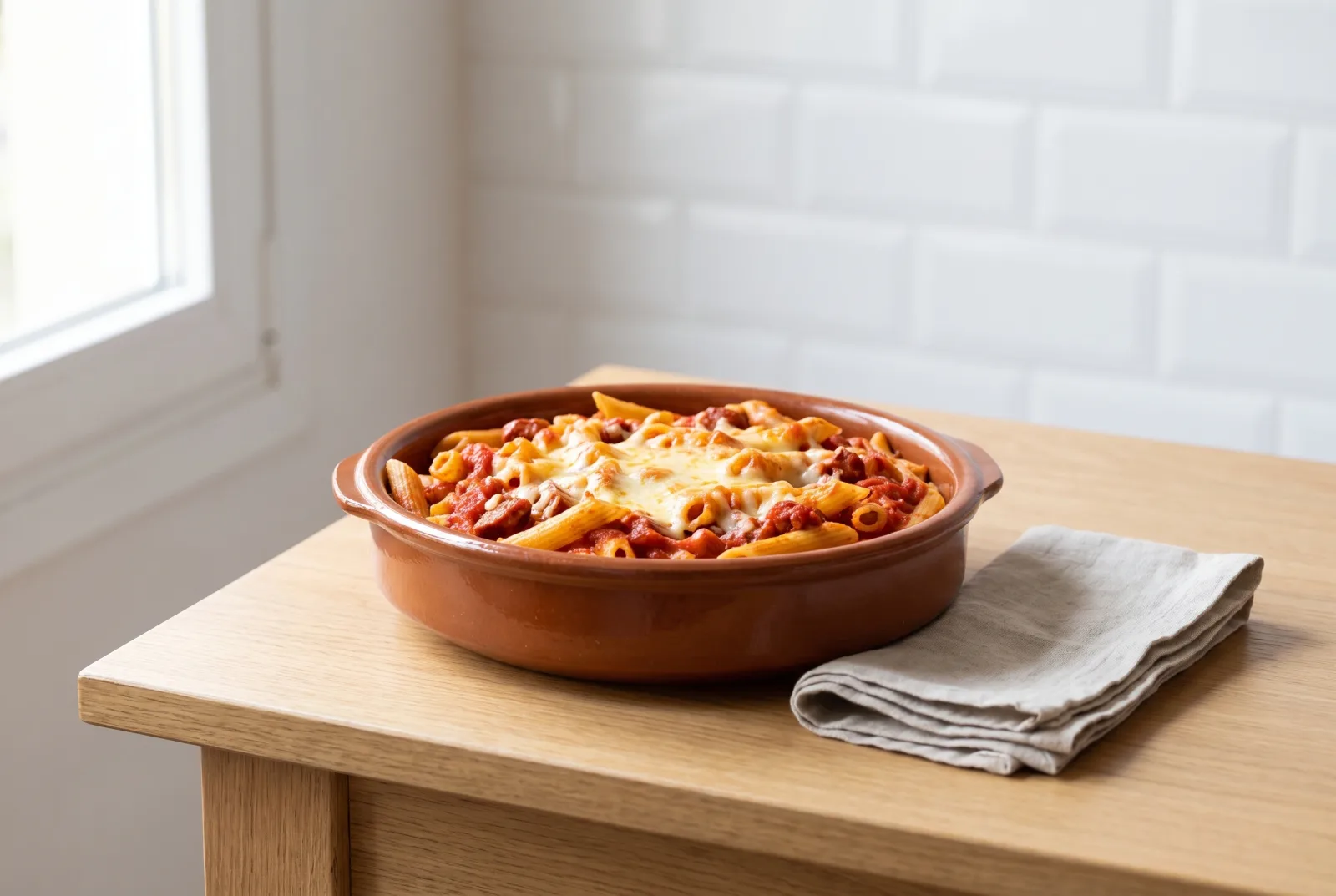 Macarrones a la Española | Baked Whole-Wheat Pasta with Turkish Sausage and Tomato Sauce