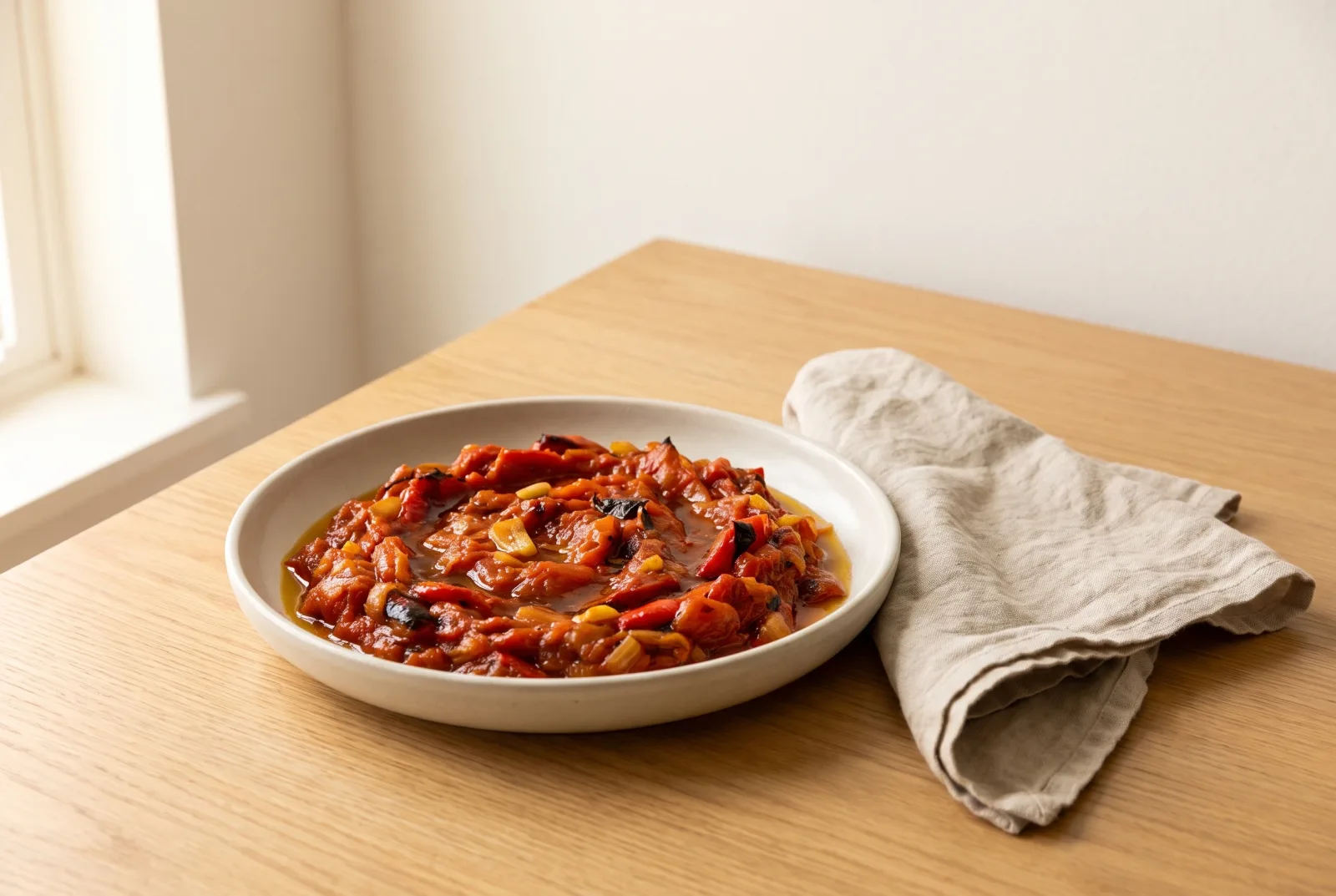 Matbucha | Moroccan Cooked Tomato and Pepper Sauce