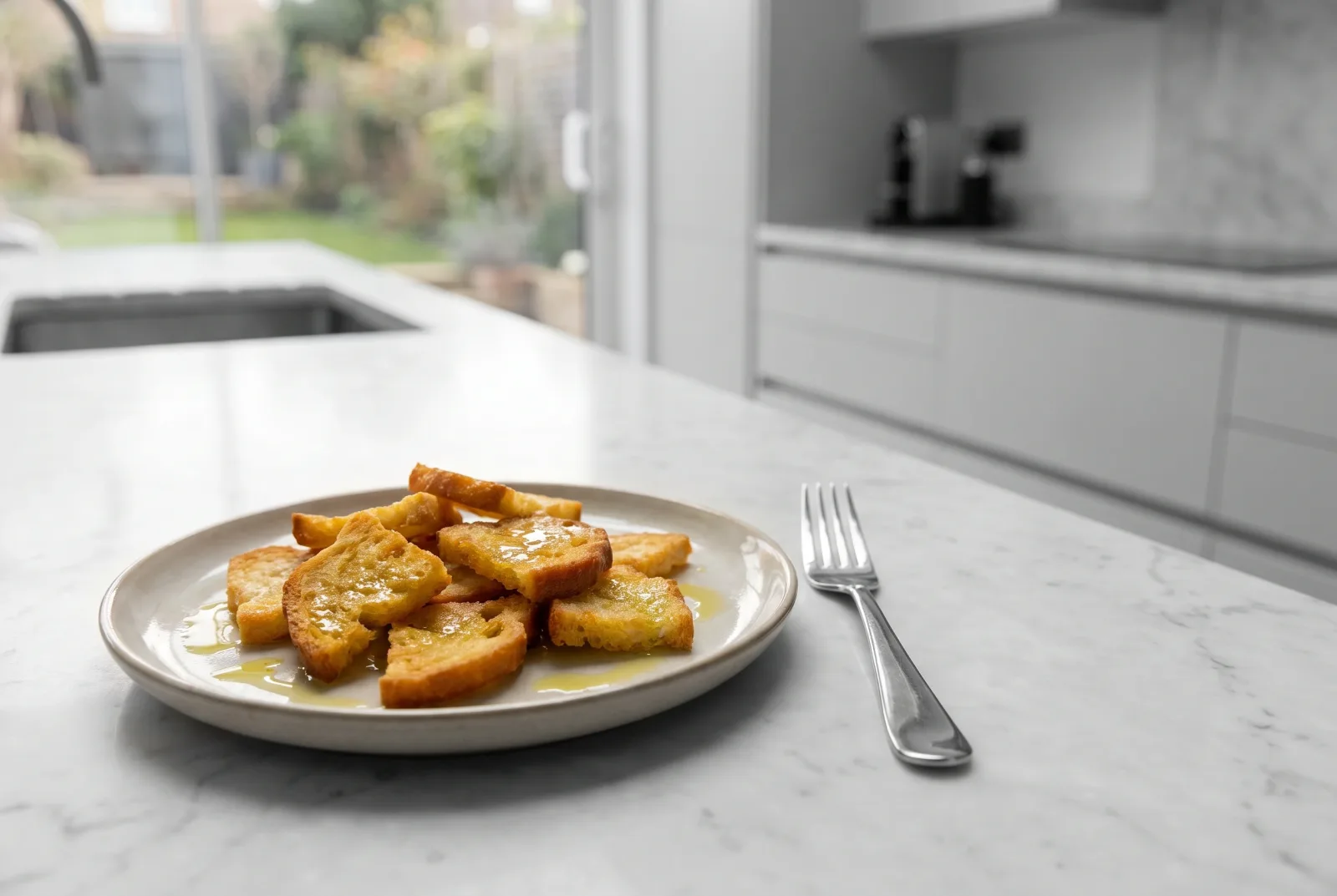 Stale bread crisps — oven-baked with olive oil
