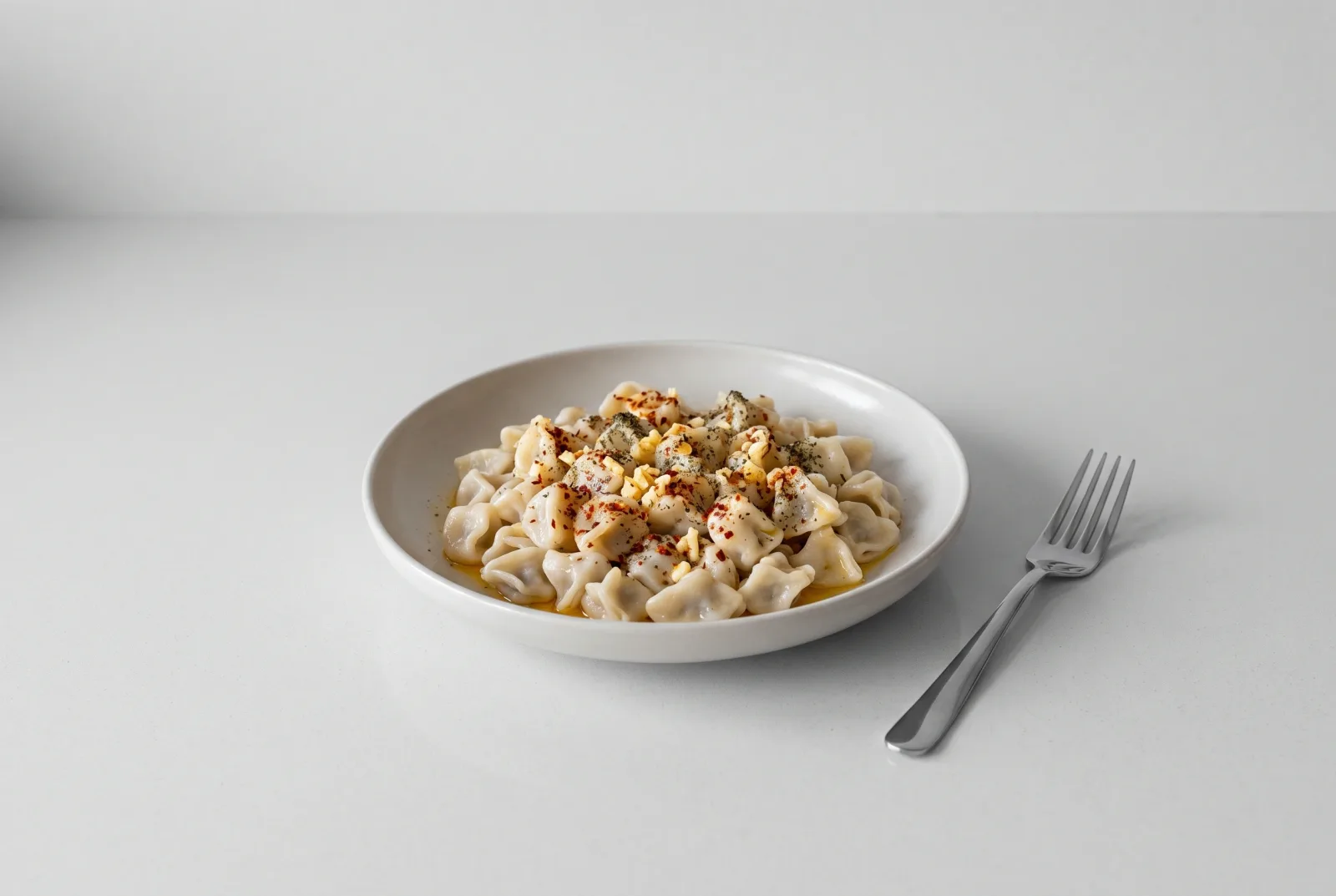 Ready-Made Manti | Quick Breakfast Dumplings with Butter and Red Pepper