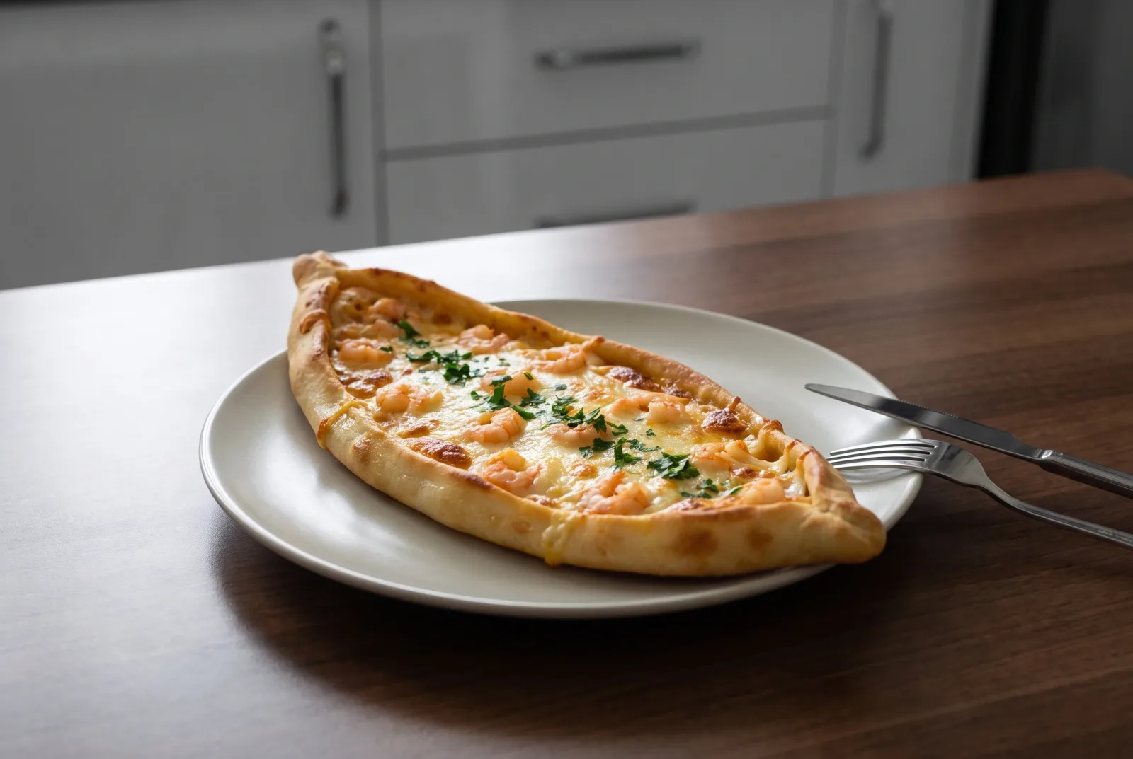 Shrimp and Kashar Pide | Oven-Baked Seafood Flatbread
