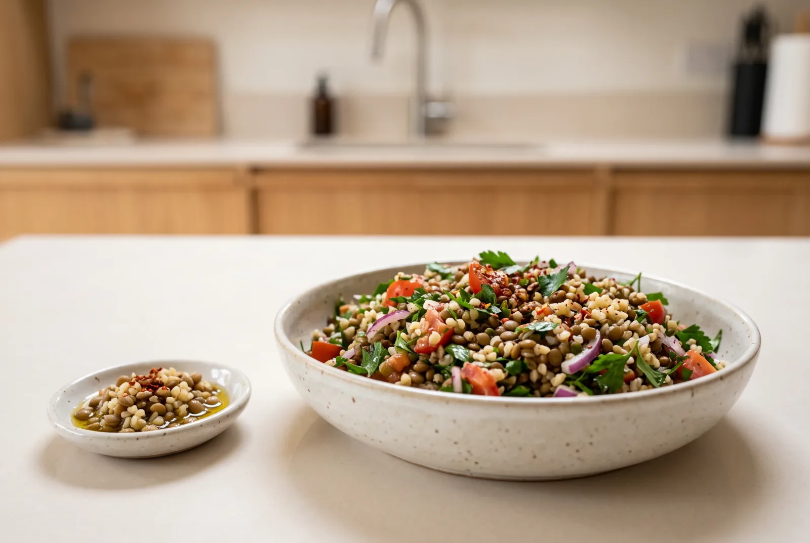 Lentil and Bulgur Salad | Antep-Style Piyaz with Pomegranate Molasses