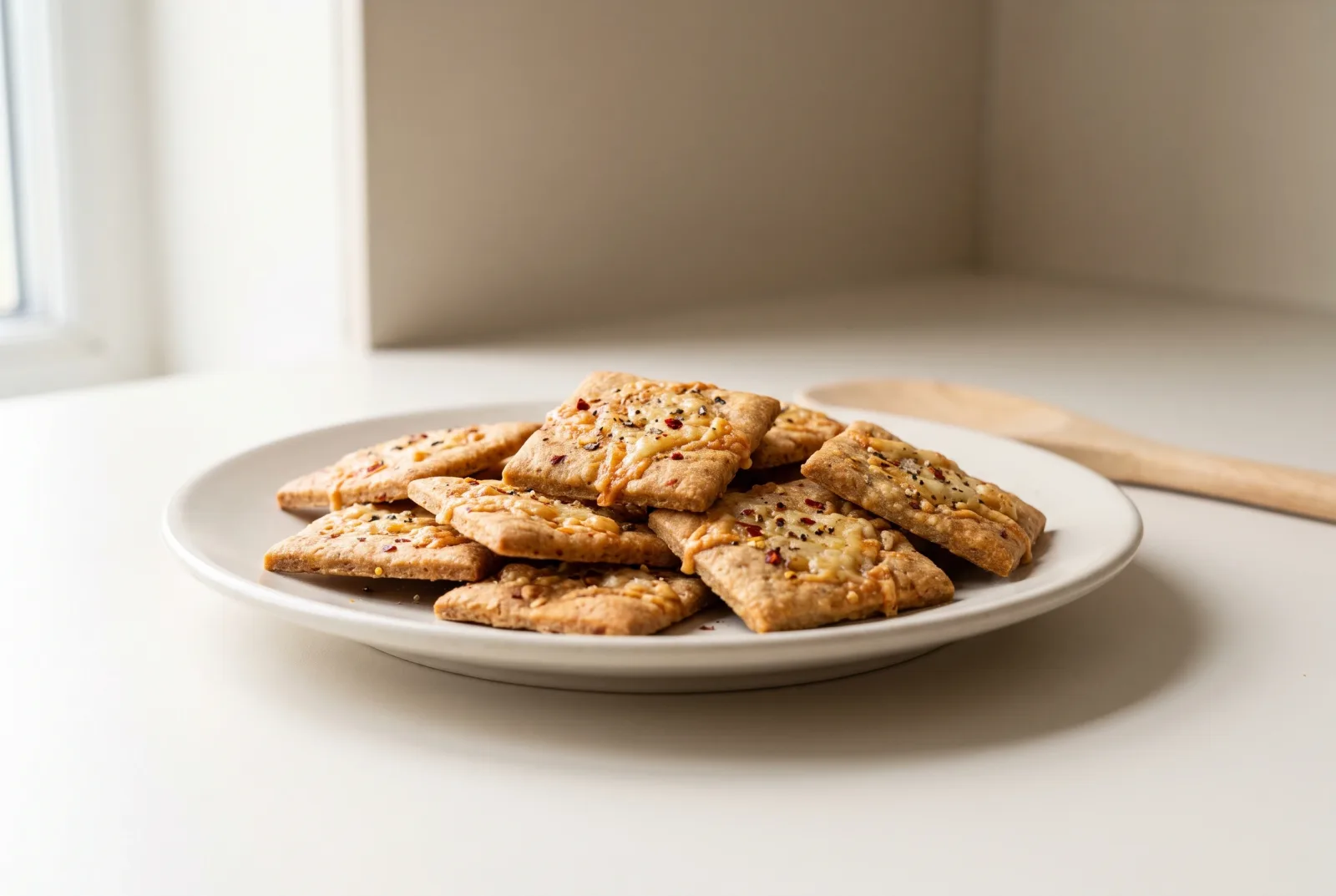 Whole-Wheat Chili and Cheese Crackers | Thin Baked Crackers