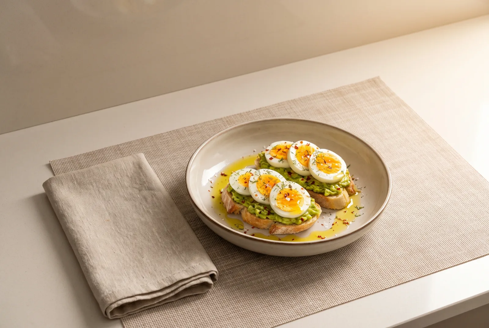 Avocado and Hard-Boiled Egg Canapés | Olive Oil and Lemon Party Bites