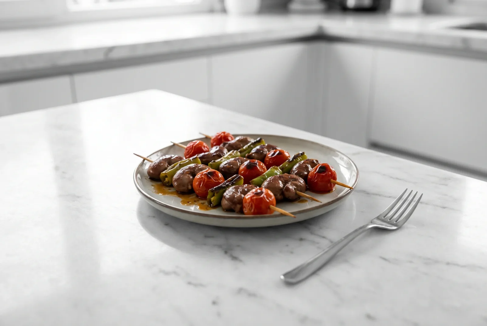 Lamb Kidney Kebabs | Grilled with Tomatoes and Bell Pepper