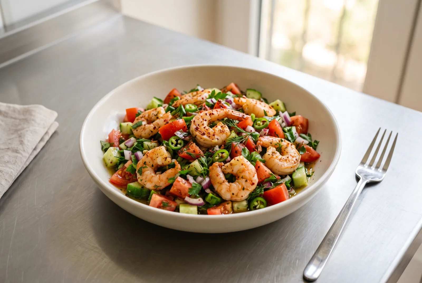 Spicy Shrimp Salad | Served with Lemon and Chili Dressing
