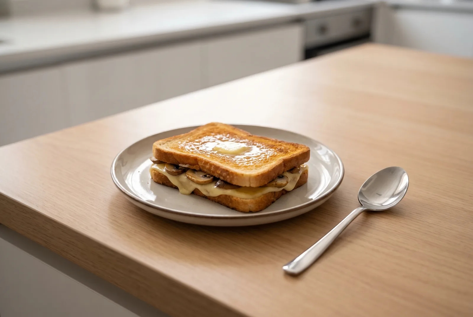 Mushroom and Kashar Cheese Toast | Crispy Skillet Sandwich
