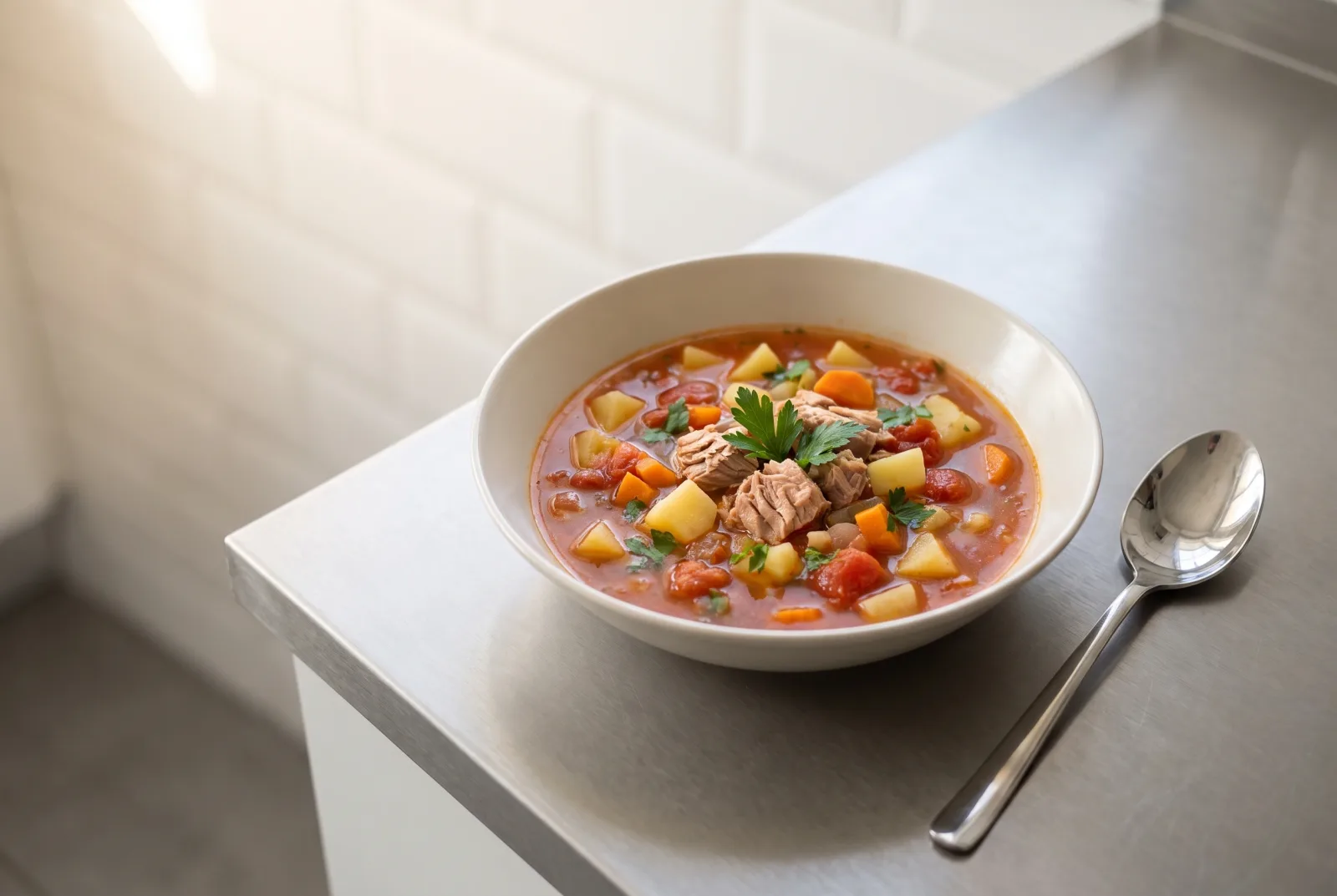 Tuna Soup | Mediterranean Soup with Vegetables and Lemon