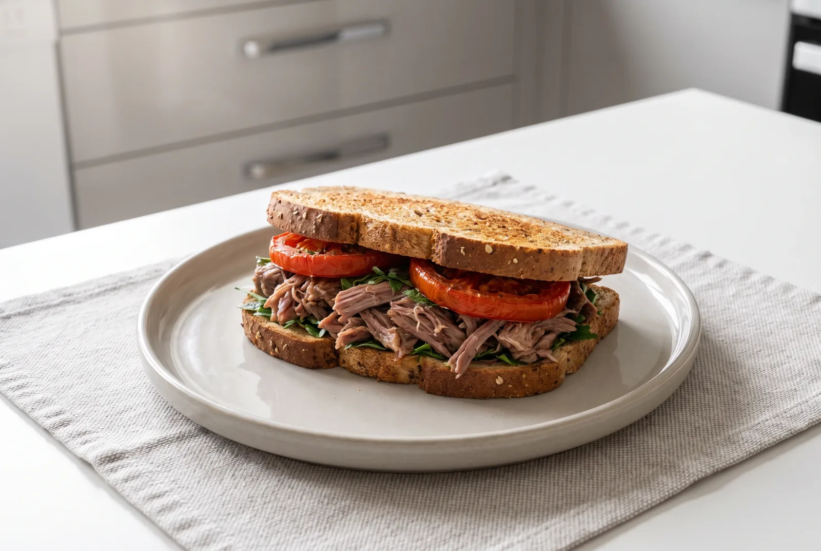 Slow-Cooked Lamb Whole Wheat Sandwich | Tender Braised Meat for Brunch